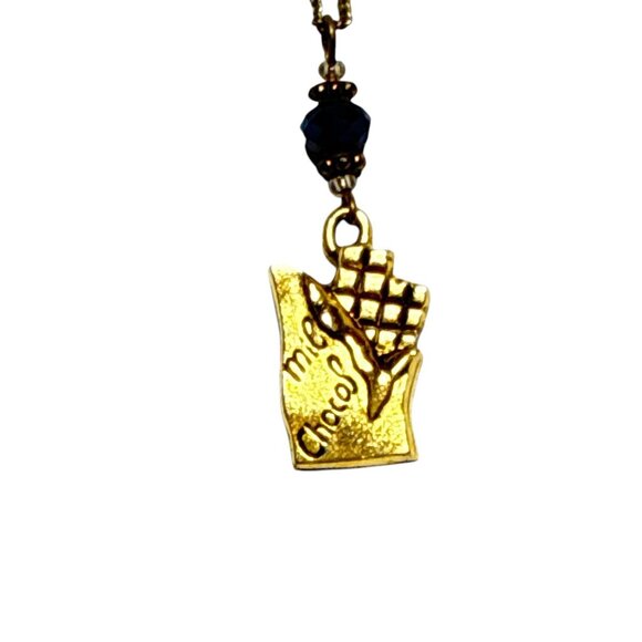 Minnesota Gold Tone Chocolate Charm Pendant Necklace with Black Bead Accent - Picture 4 of 6